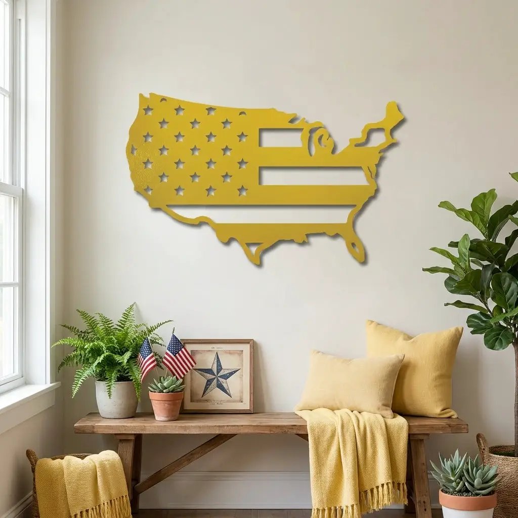 USA Flag Map Metal Wall Art – A Modern Symbol of American Pride