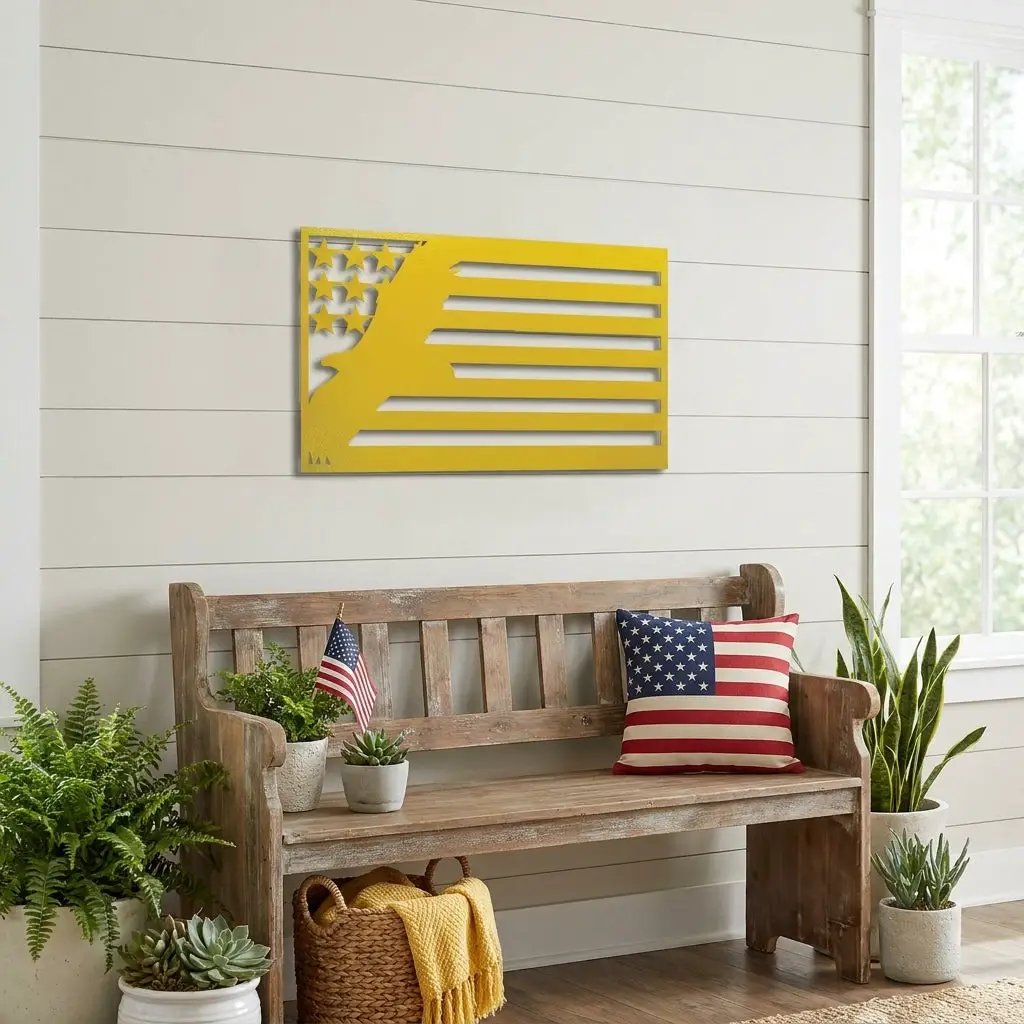 American Flag Eagle Metal Wall Art, Patriotic Eagle Decor, USA Flag Wall Art,