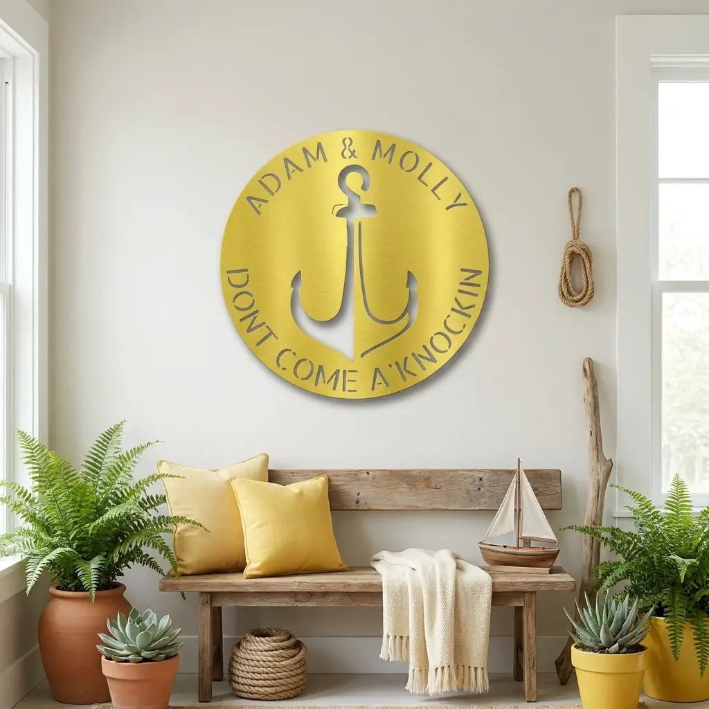 Anchor Personalized Metal Sign, Nautical Wall Decor, Family Name Sign, Beach, Boat House Decor
