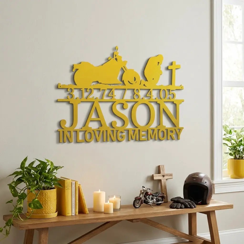 Motorcycle Memorial Metal Sign, Personalized In Loving Memory Sign, Custom Biker Memorial, Motorcycle Loss Gift