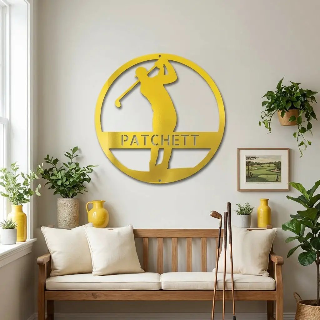 Personalized Golfer Metal Wall Art Custom Name Golf Sign Man Cave Decor Golf Gift for Dad Golf Lover Metal Wall Sign Outdoor Decor
