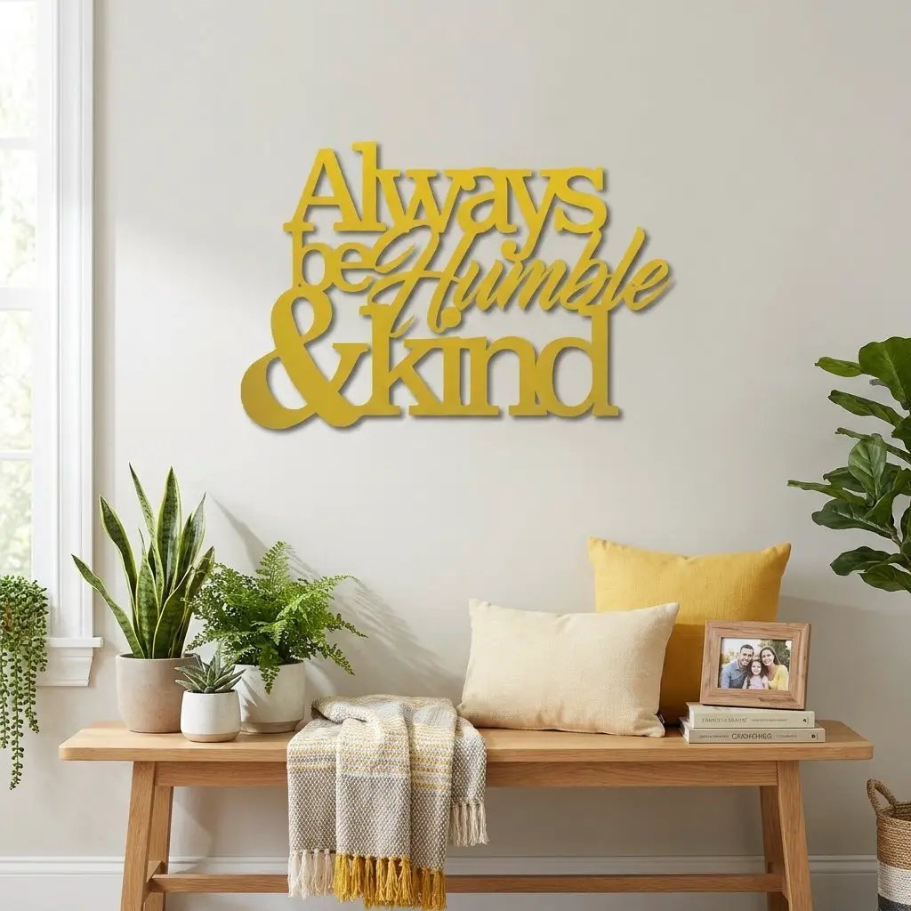 Always Be Humble and Kind Metal Wall Art – Inspirational Farmhouse Steel Sign – Rustic Family Quote Decor – Laser Cut Powder Coated USA Made Wall Hanging