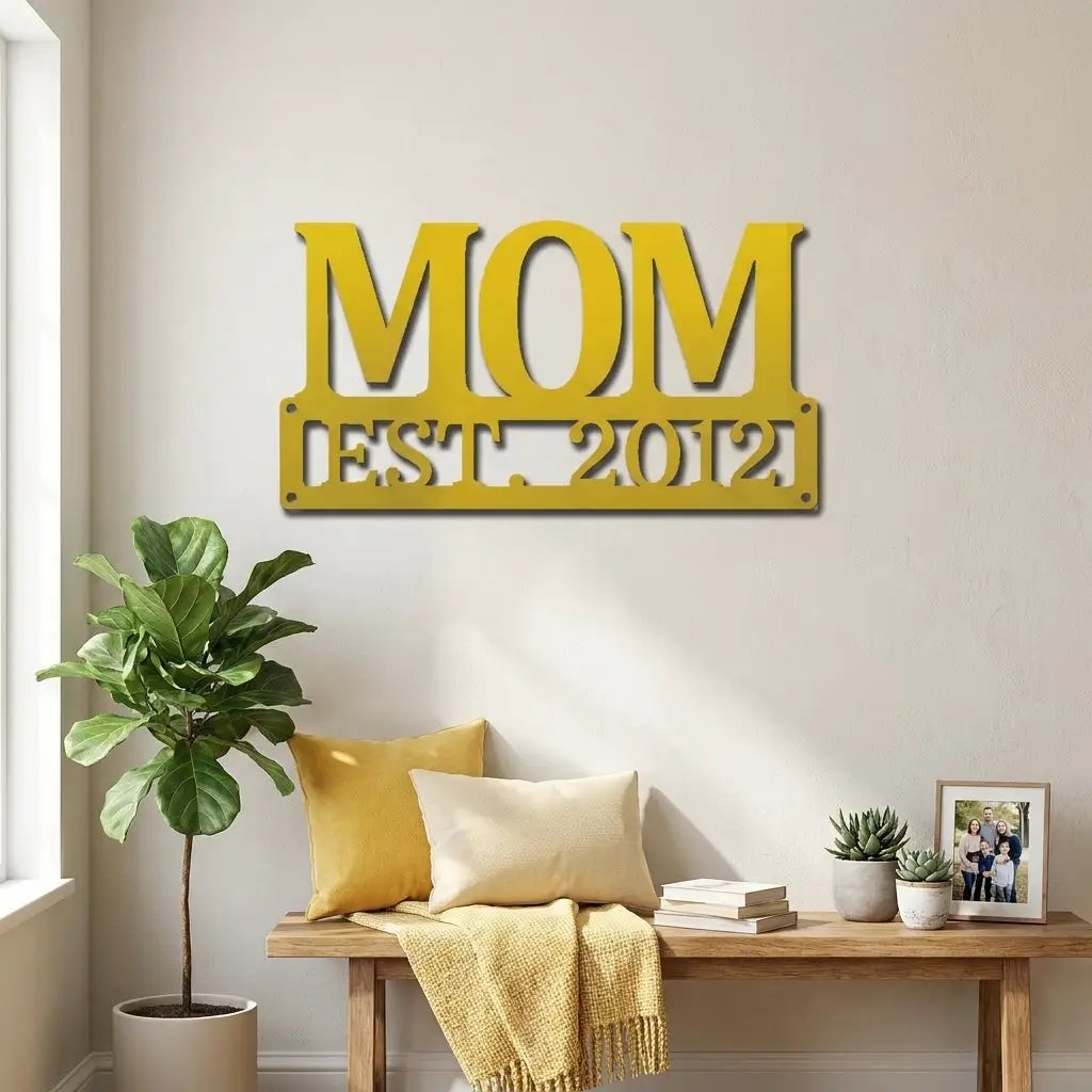 Mom Est. Year Metal Wall Art – Personalized Mom Sign – Custom Mother Established Date Sign – Mother’s Day Gift Wall Decor