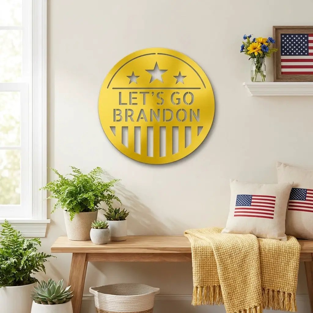 Personalized Patriotic Metal Wall Art Sign – Custom American Shield Steel Decor – Rustic USA Flag Wall Hanging – Farmhouse Patriotic Home Decor