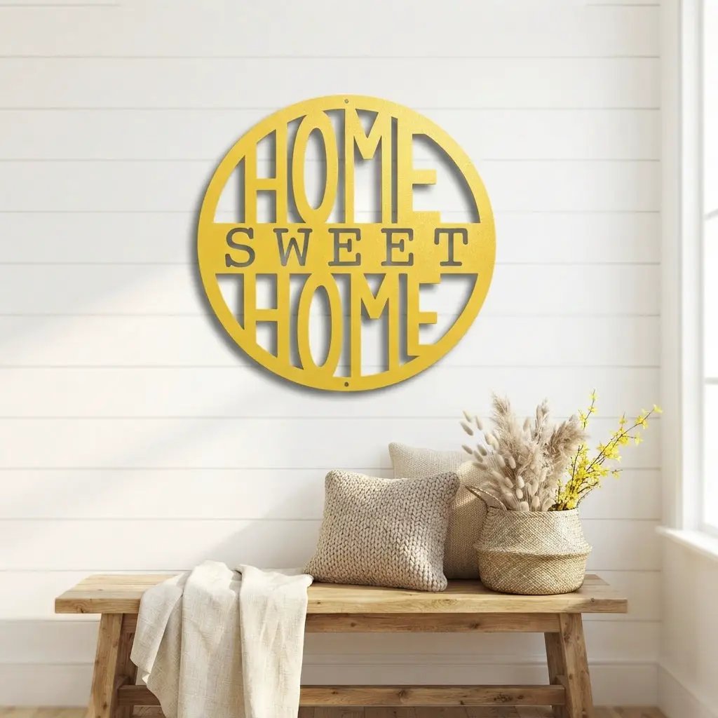 Home Sweet Home Metal Wall Art | Farmhouse Wall Decor | Rustic Home Sign | Modern Metal Wall Hanging | Made in USA