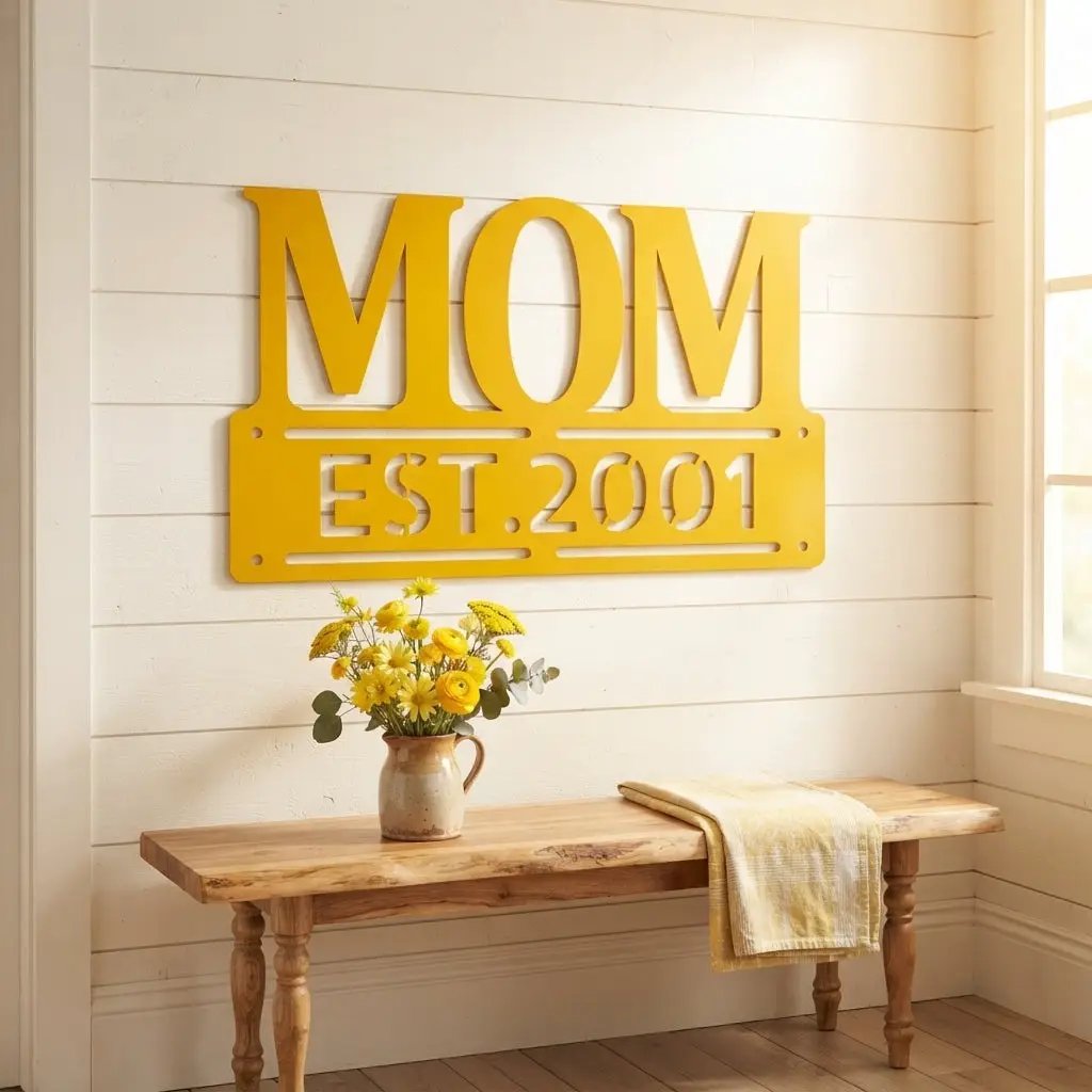 Personalized Mom Est. Year Metal Wall Art | Custom Mother's Day Gift | Mom Established Sign | Metal Home Decor | Made in USA