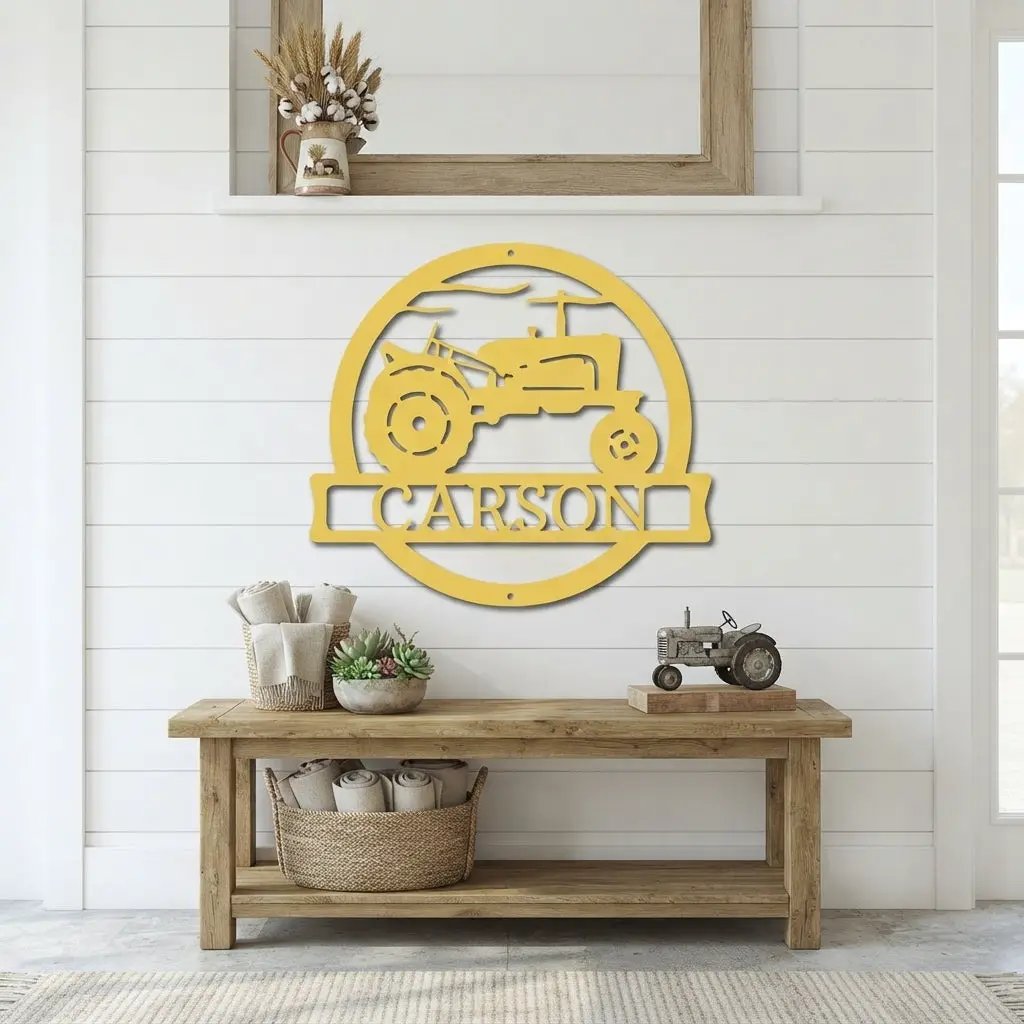 Personalized Tractor Metal Wall Art | Custom Farm Name Sign | Farmer Metal Sign | Rustic Farmhouse Decor | Country Wall Art | Made in USA