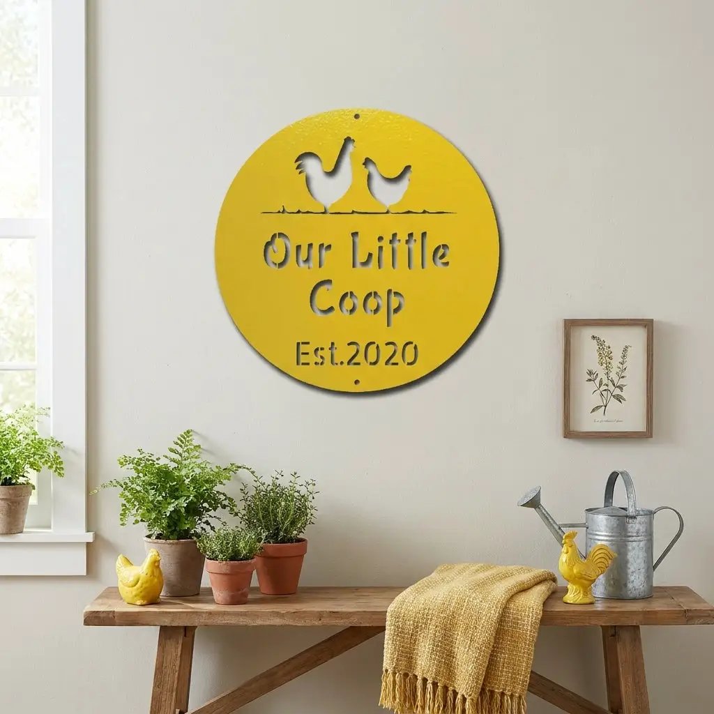 Our Little Coop Metal Sign – Personalized Chicken Coop Sign – Custom Farm Decor – Backyard Chicken Gift