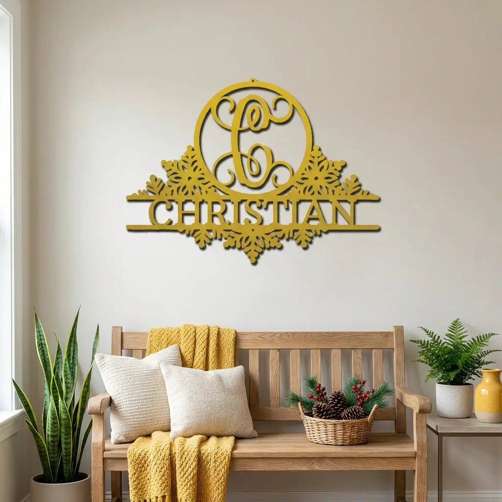 Personalized Family Name Metal Wall Art with Initial – Custom Monogram Steel Sign – Wedding Gift – Housewarming Decor – Farmhouse Wall Art