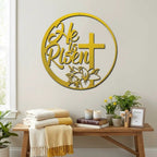 Easter Cross Metal Wall Sign – Christian Home Decor – He Is Risen