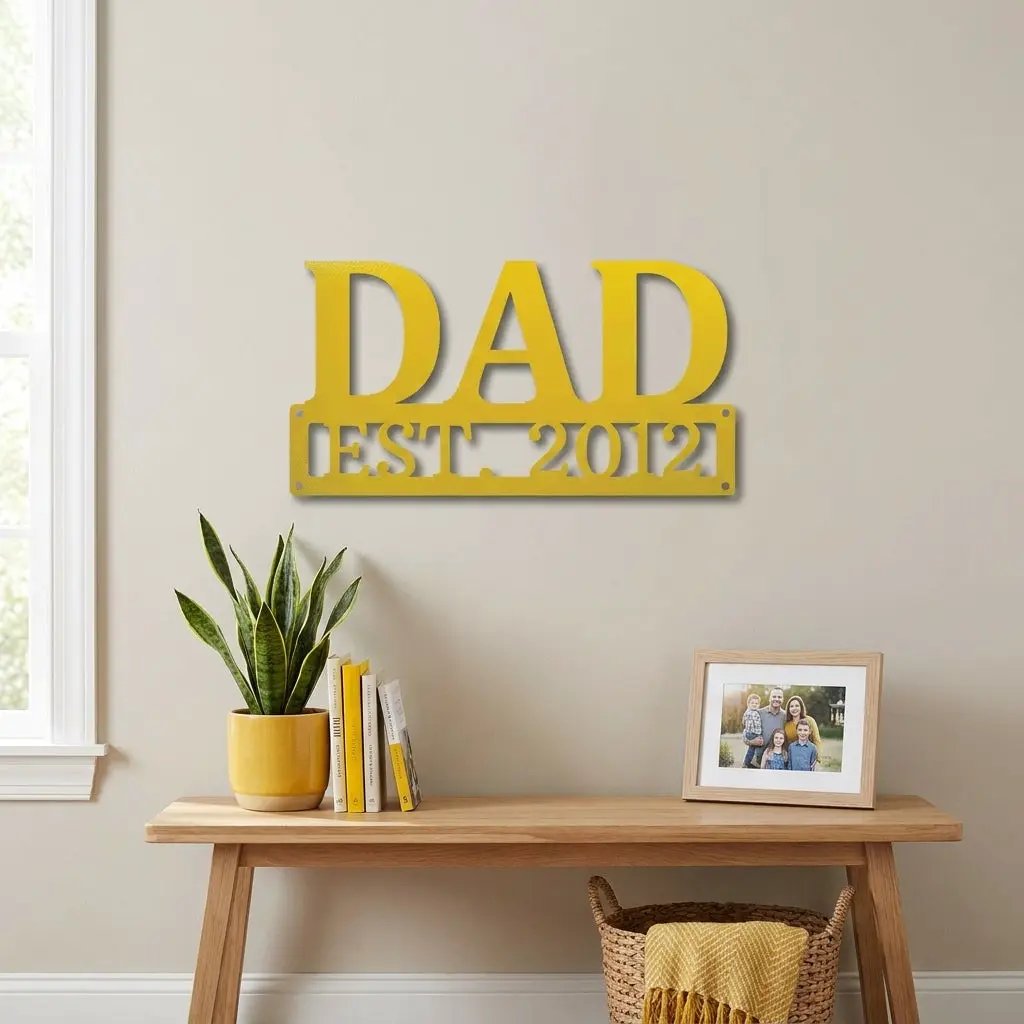 Dad Personalized Established Date Metal Aet Sign – Father’s Day Gift – Custom Family Decor