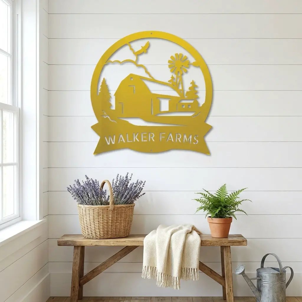 Barn Farmhouse Custom Name Metal Art Wall Sign