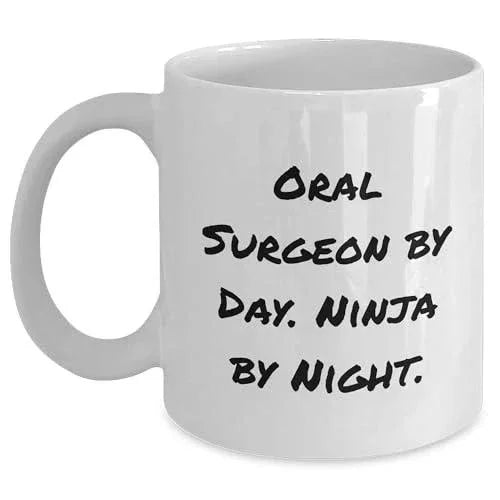 Spring Pet Products Oral Surgeon By Day. Ninja By Night. Gifts from Friends for Oral Surgeon White Coffee Mug, 11oz or 15oz Capacity, Ceramic, Microwave and Dishwasher Safe this Christmas