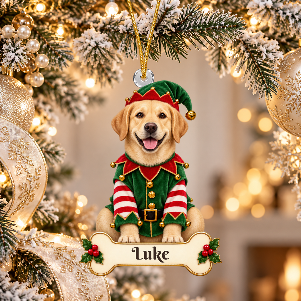 Personalized Christmas Elf Christmas Ornament, Custom Acrylic Ornament, Holiday Gift, Custom Name Keepsake