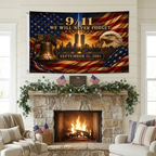 9/11 Never Forget Flag, September 11 Memorial Flag, Double Sided Grommet 911 Remembrance Flag, Patriotic Eagle Liberty Bell Decor