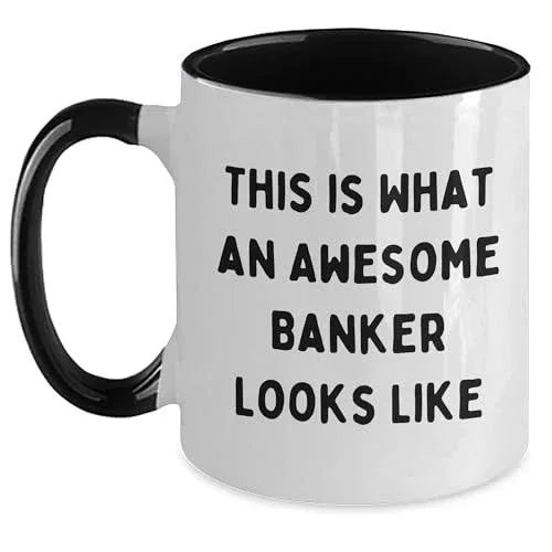 Funny Banker Gifts for Men and Women - Awesome Banker Looks Like Two Tone Coffee Mug, Christmas Unique Gift
