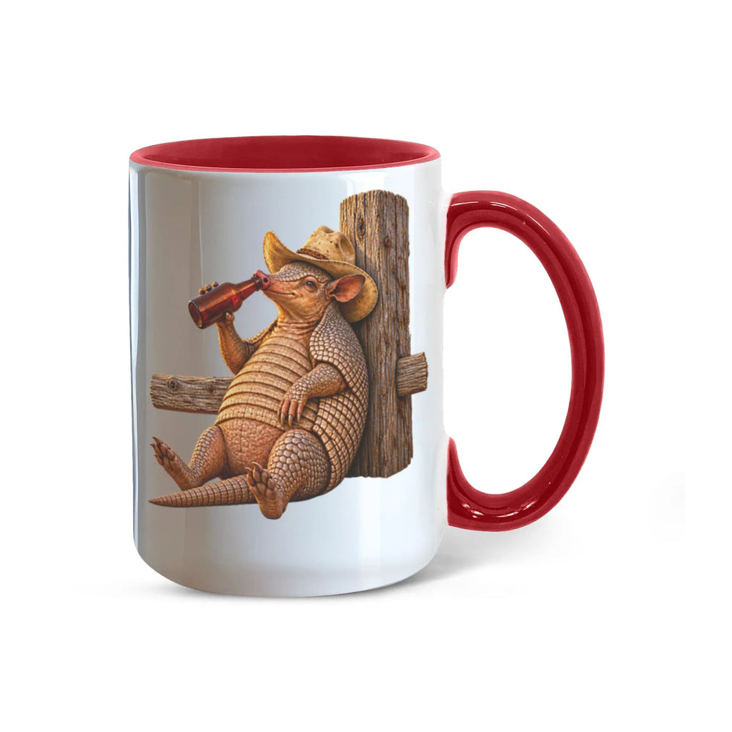 Cowboy Armadillo Accent Mug, Funny Texas Coffee Mug, Western Beer Lover Gift, Armadillo Gift for Him, Rustic Country Mug