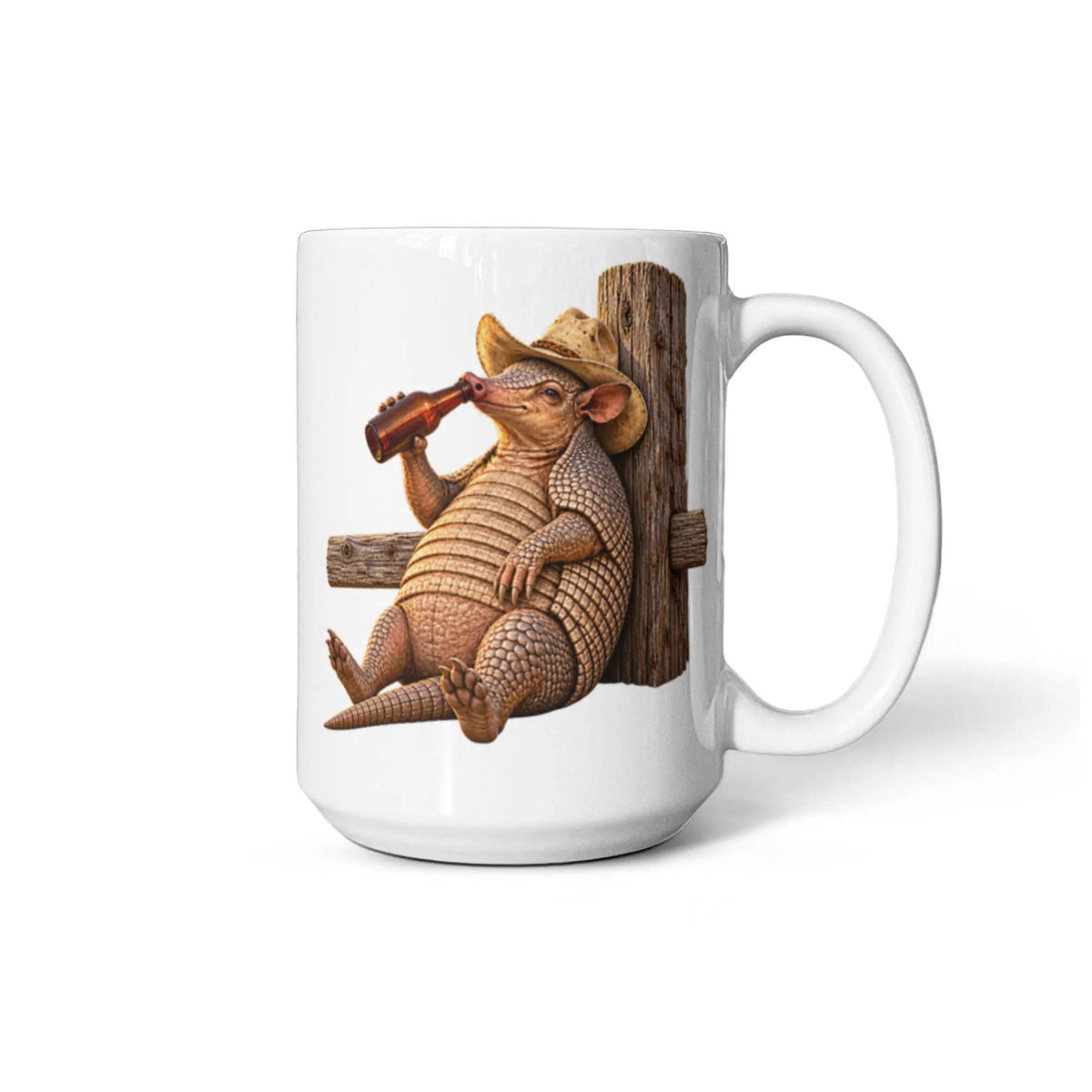 Funny Armadillo Coffee Mug, Texas Cowboy Mug, Beer Drinking Armadillo Gift, Western Coffee Cup, Funny Texas Gift for Him