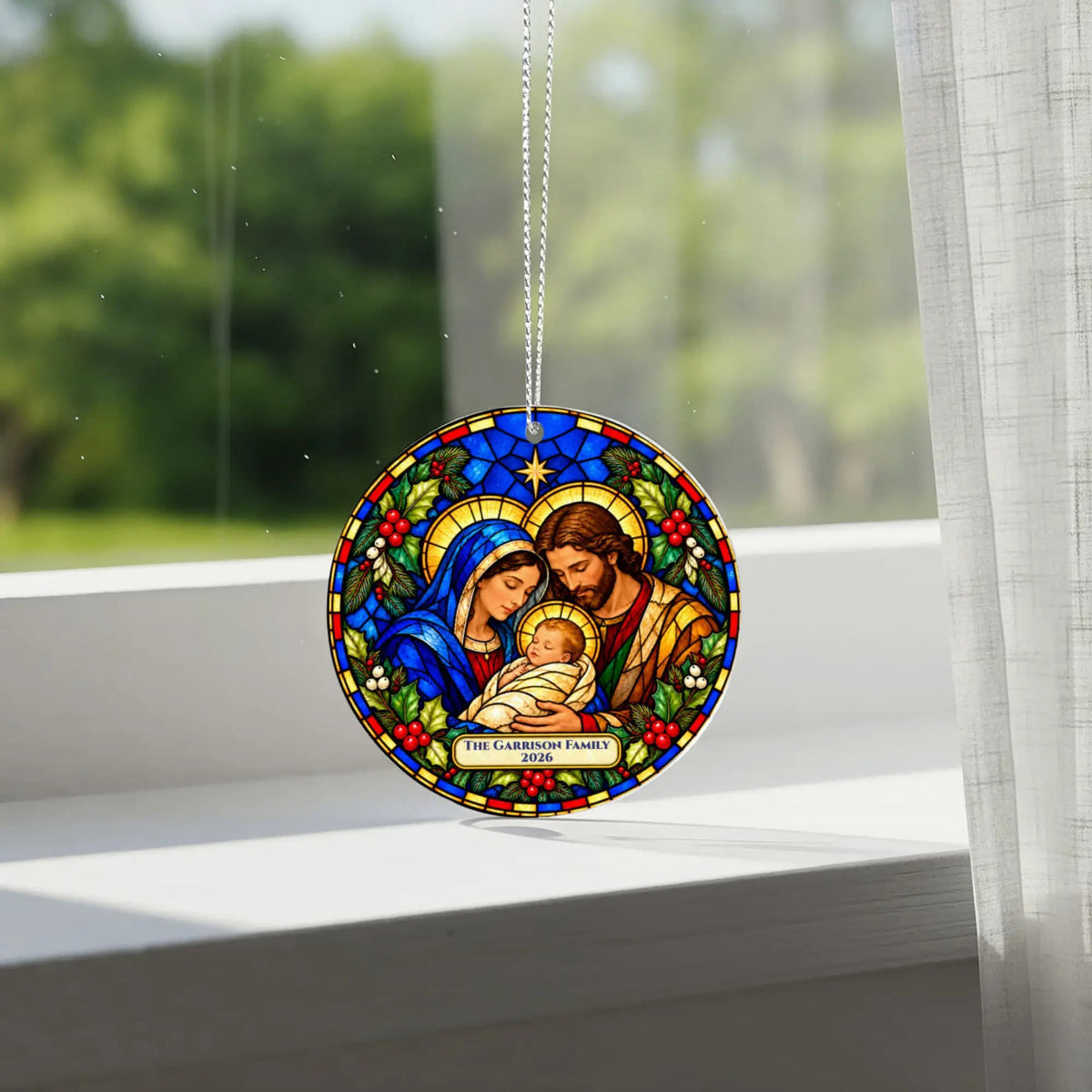 Nativity Christmas Ornament, Personalized Holy Family Ornament, Baby Jesus Christmas Gift, Religious Christian Ornament, Nativity Keepsake