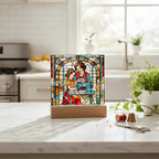 Sewing Together - Stained Glass Style LED Acrylic Plaque – A Heartfelt Gift for Quilters, Crafters, and Mothers