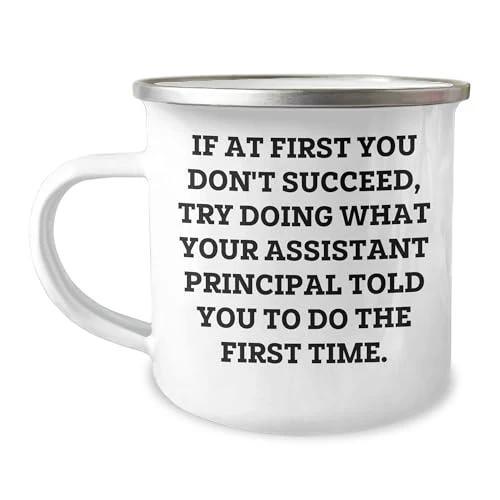 Assistant Principal Camping Mug, Funny Quote, Christmas Unique Gift for Men, Women, Coworkers, or Family