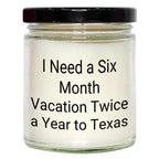 Texas Vacation State of Mind 9oz Vanilla Soy Candle Gift for Him or Her from Texas Lover to Friends and Family for Christmas
