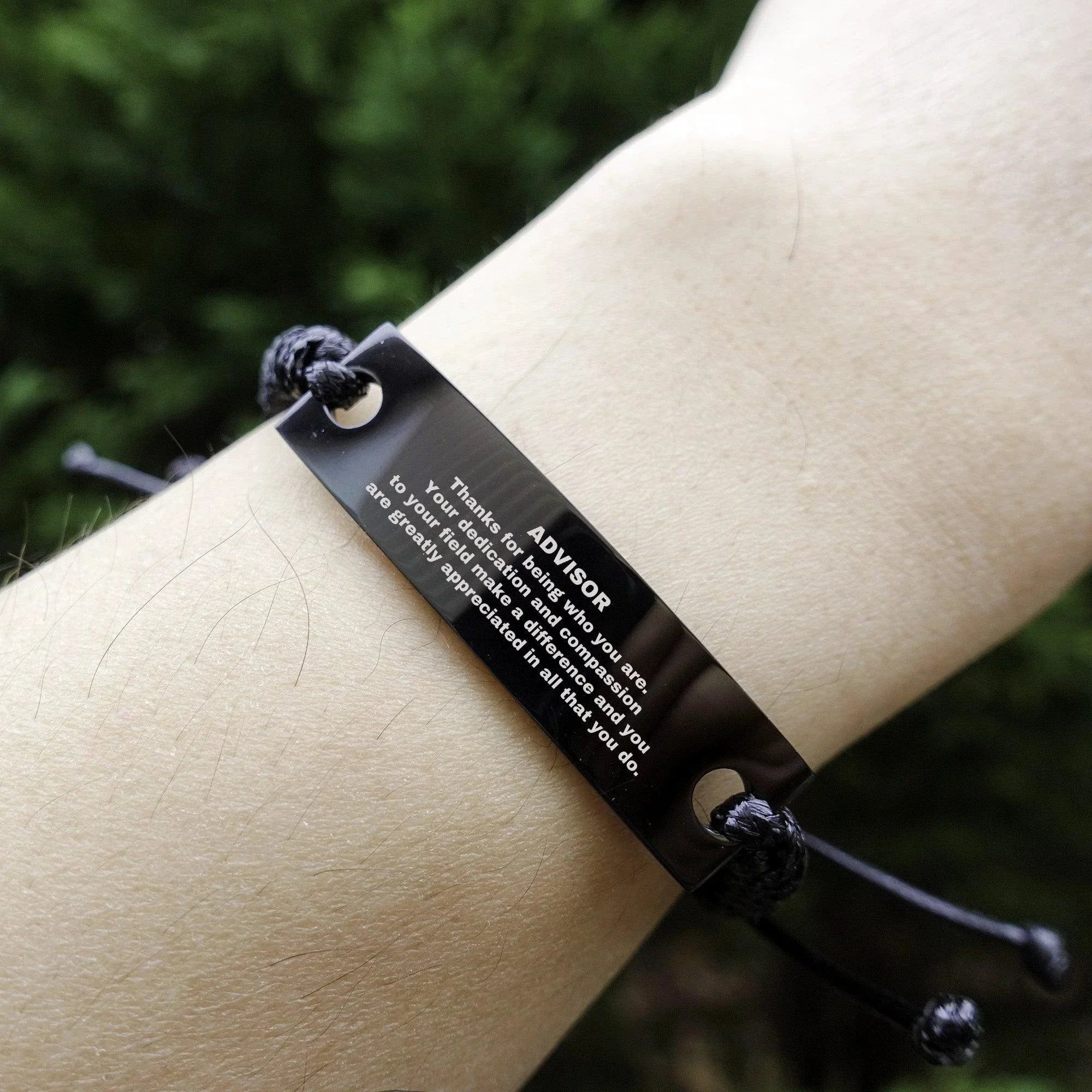 Advisor Black Braided Leather Rope Engraved Bracelet - Thanks for being who you are - Birthday Christmas Jewelry Gifts Coworkers Colleague Boss