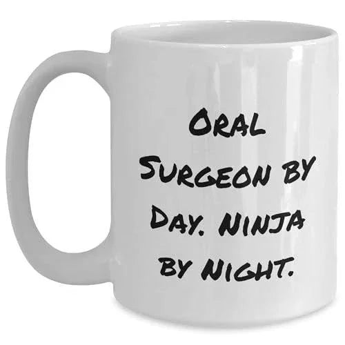 Spring Pet Products Oral Surgeon By Day. Ninja By Night. Gifts from Friends for Oral Surgeon White Coffee Mug, 11oz or 15oz Capacity, Ceramic, Microwave and Dishwasher Safe this Christmas