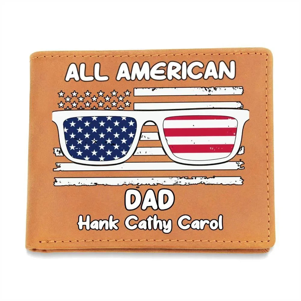 All American Dad - Papa - Grandpa - Personalized Leather Wallet