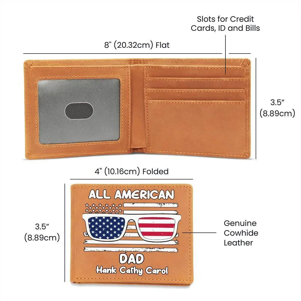 All American Dad - Papa - Grandpa - Personalized Leather Wallet