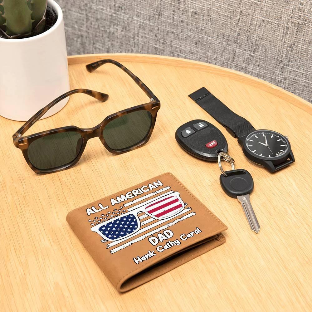 All American Dad - Papa - Grandpa - Personalized Leather Wallet