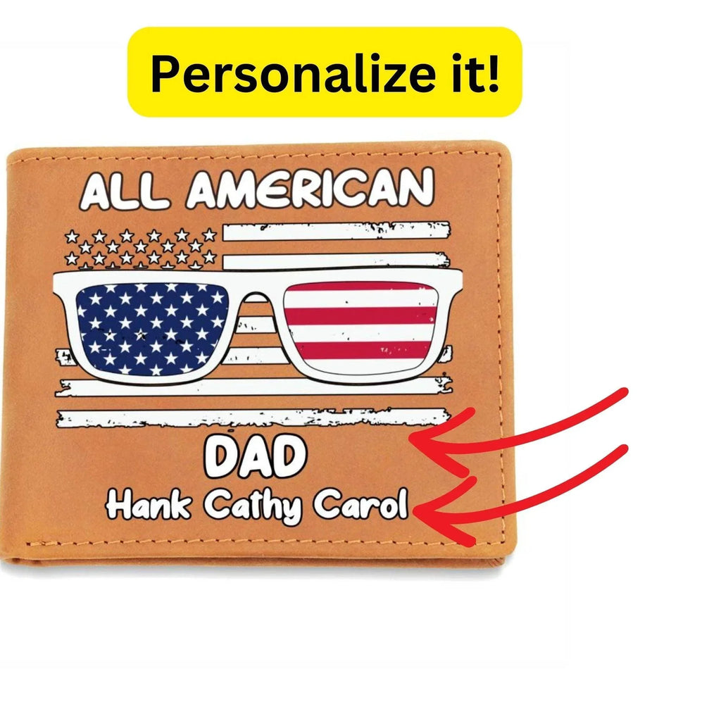 All American Dad - Papa - Grandpa - Personalized Leather Wallet