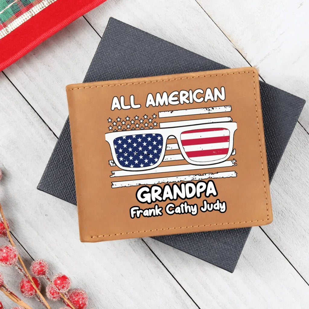 All American Dad - Papa - Grandpa - Personalized Leather Wallet