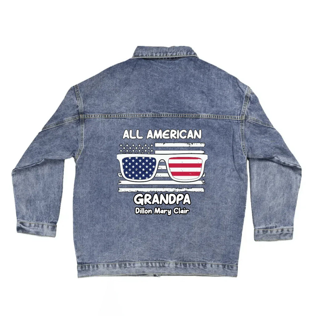 All American Dad - Papa - Grandpa - Personalized Men's Denim Jacket