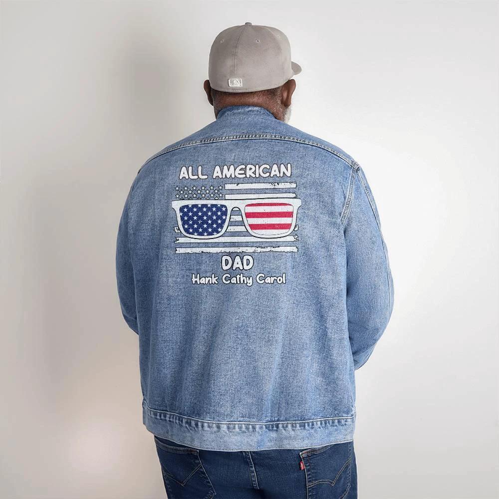 All American Dad - Papa - Grandpa - Personalized Men's Denim Jacket