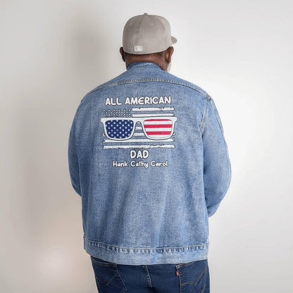 All American Dad - Papa - Grandpa - Personalized Men's Denim Jacket - Mallard Moon Gift Shop