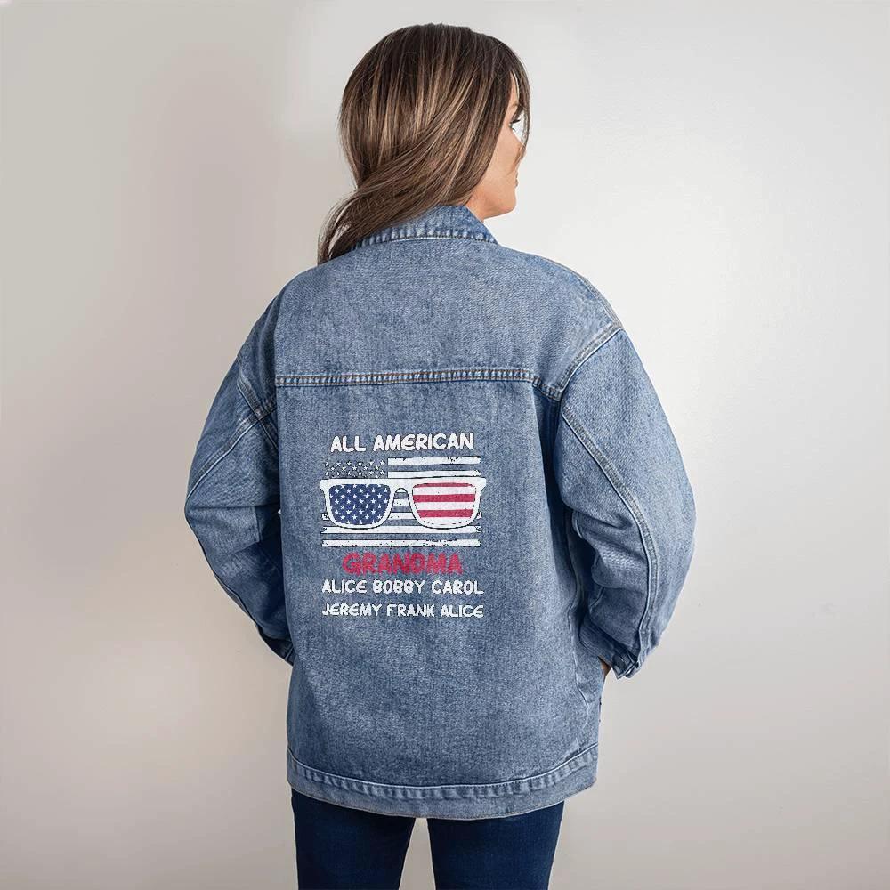 All American Grandma - Gigi - Nana - Mom- Personalized Denim Jacket