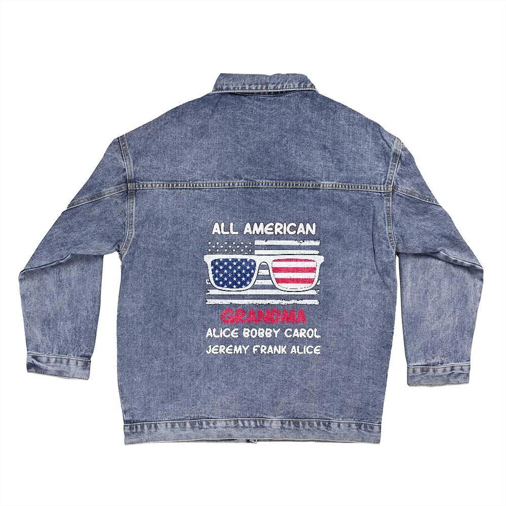 All American Grandma - Gigi - Nana - Mom- Personalized Denim Jacket