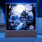 All Hallow's Haunt: Spooky Mansion Display Acrylic Plaque