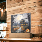 All Hallow's Haunt: Spooky Mansion Display Acrylic Plaque