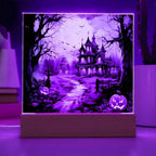 All Hallow's Haunt: Spooky Mansion Display Acrylic Plaque