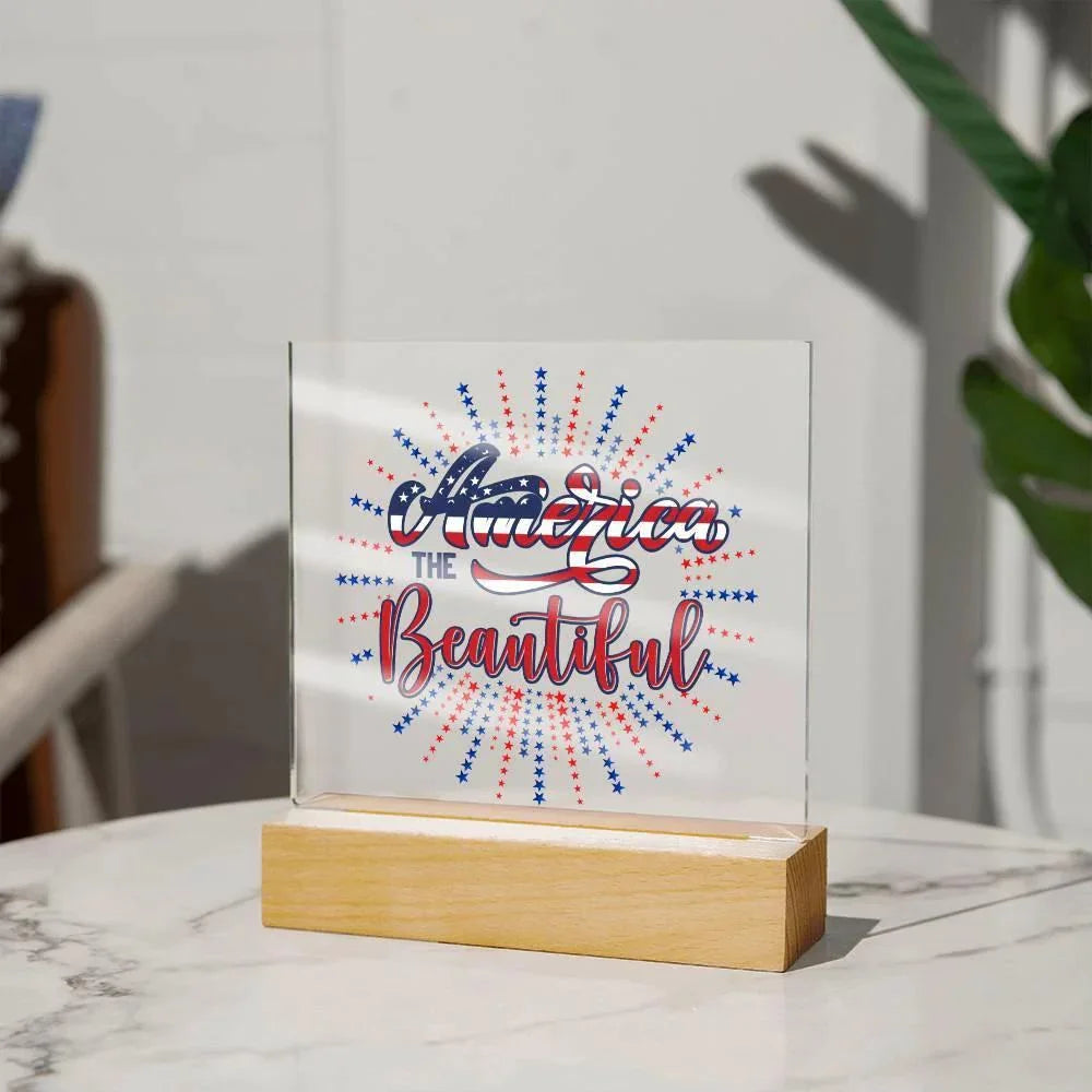 America the Beautiful Patriotic Acrylic Plaque