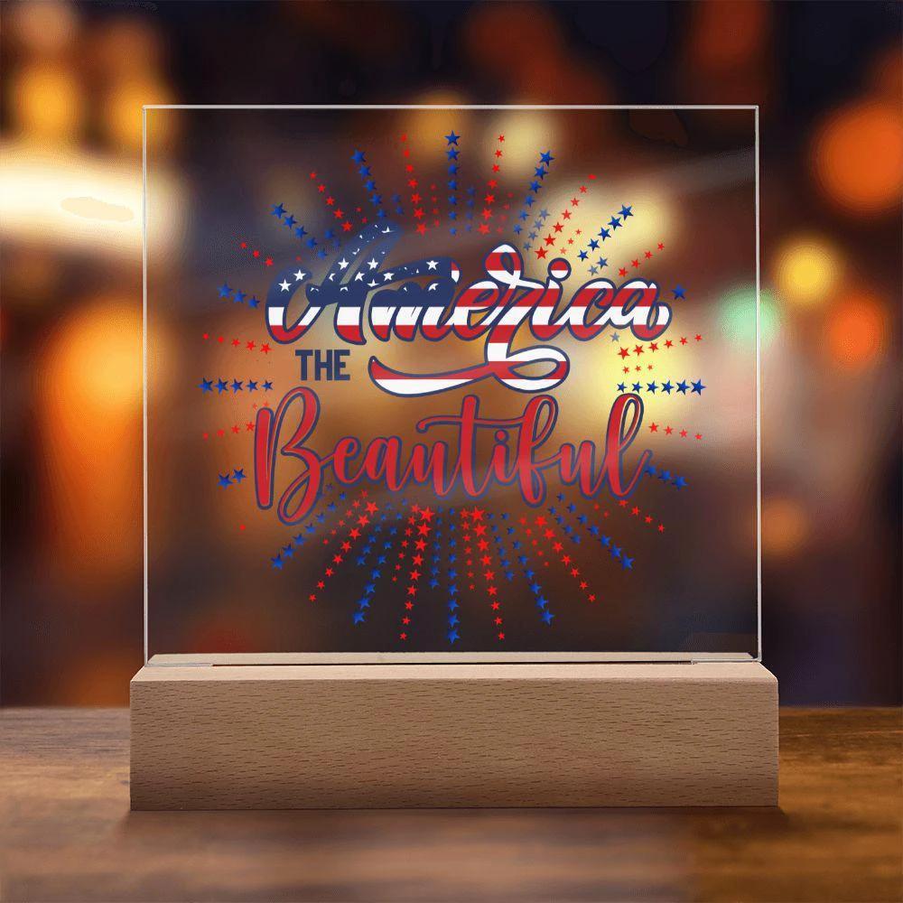 America the Beautiful Patriotic Acrylic Plaque