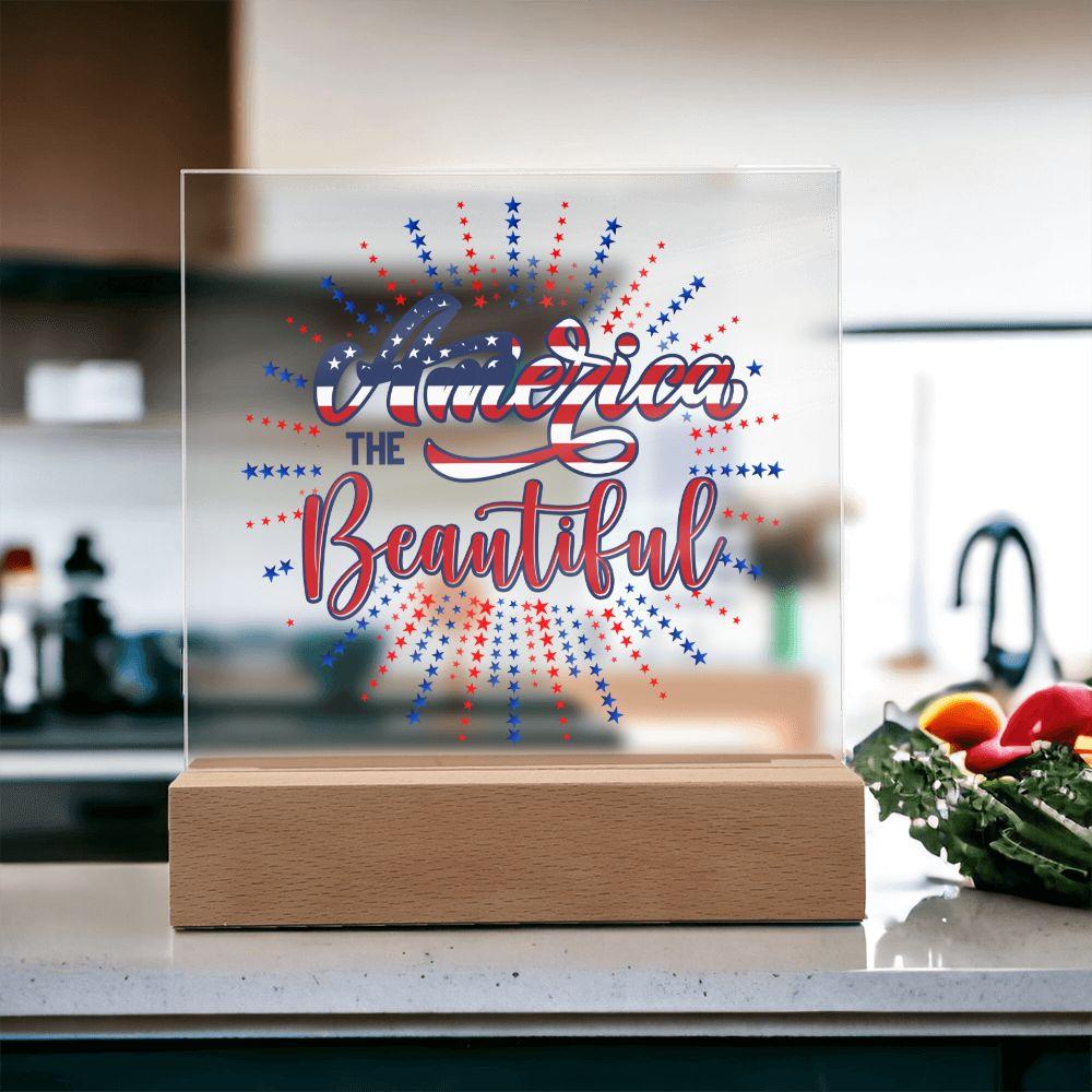 America the Beautiful Patriotic Acrylic Plaque - Mallard Moon Gift Shop