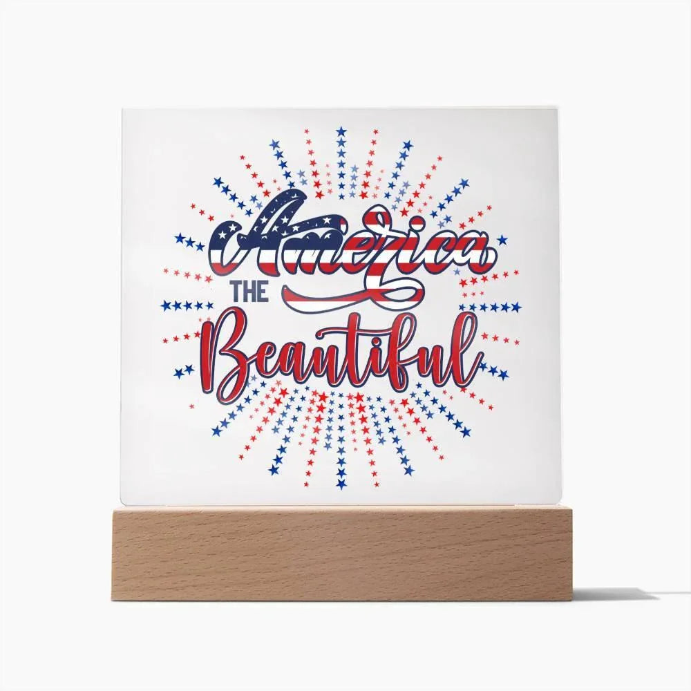 America the Beautiful Patriotic Acrylic Plaque