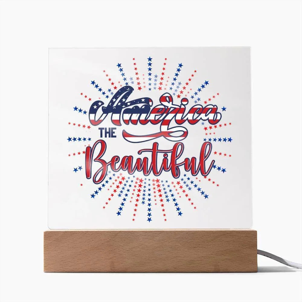 America the Beautiful Patriotic Acrylic Plaque