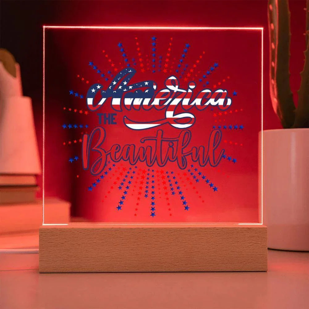 America the Beautiful Patriotic Acrylic Plaque