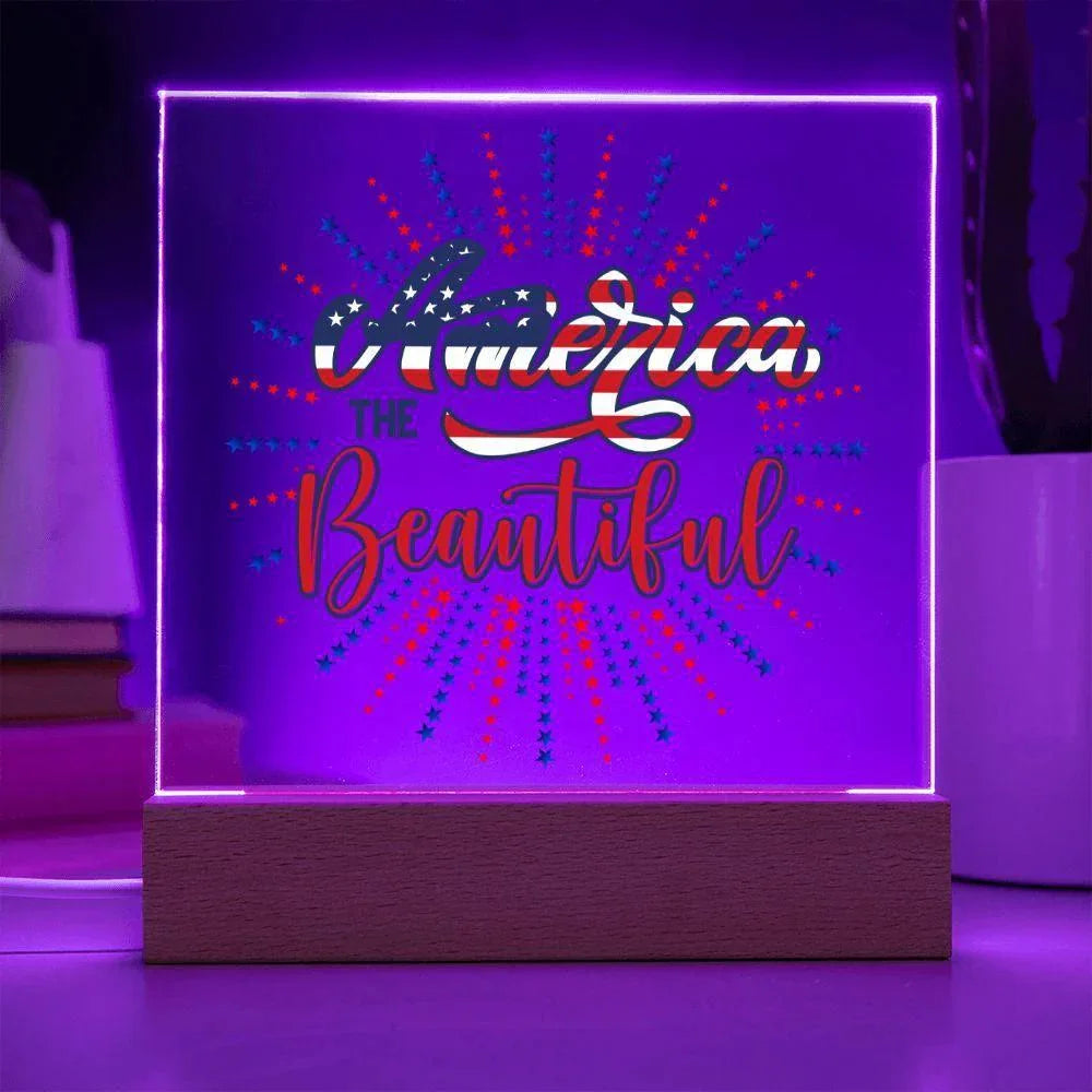 America the Beautiful Patriotic Acrylic Plaque