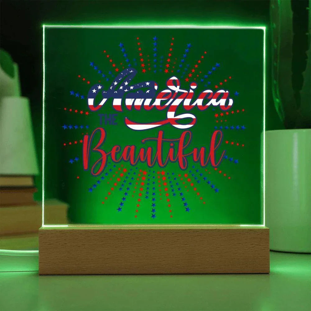 America the Beautiful Patriotic Acrylic Plaque