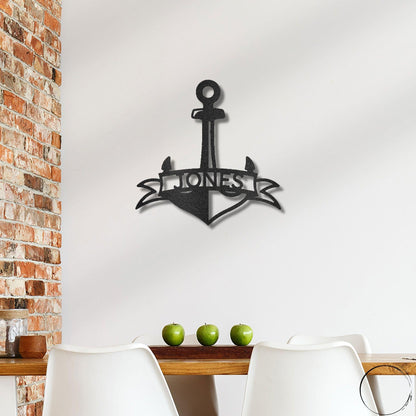 Anchor Banner Custom Family Name Steel Sign Wall Art - Mallard Moon Gift Shop